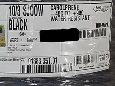 NEW Carol 01383 10/3C Carolprene SJOOW 300V Portable Power Cable Cord Black