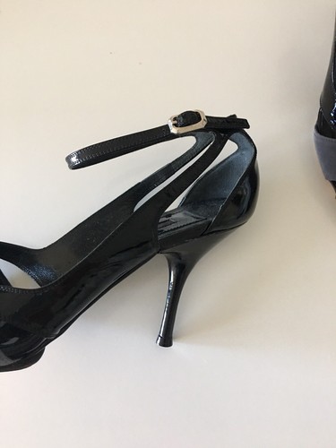 $1,336 ZAPATOS NARCISO RODRÍGUEZ NEGRO GRIS PATENTE CUERO TACONES GAMUZA TALLA 37.5 - Imagen 5 de 11