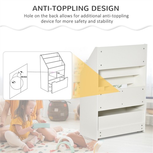 Kids Shelf Book Storage Cabinet White - Picture 5 of 6