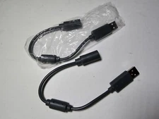 2 Authentic Microsoft XBOX Original Controller Breakaway Black Green Cable OEM