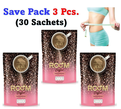 3 X ROOM COFFEE 36IN1 Slim Fit Weight Collagen Vitamins Fiber Detox 0% Fat