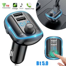 Blue-tooth 5.0 Car Wireless FM Transmitter Adapter 2USB Charger Hands-Free C 