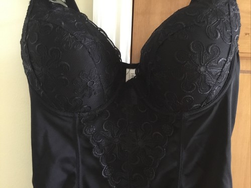 Joan Vass Black Lace Nylon Spandex Second Skin Teddy Shaper Bodysuit 1X - Picture 8 of 8