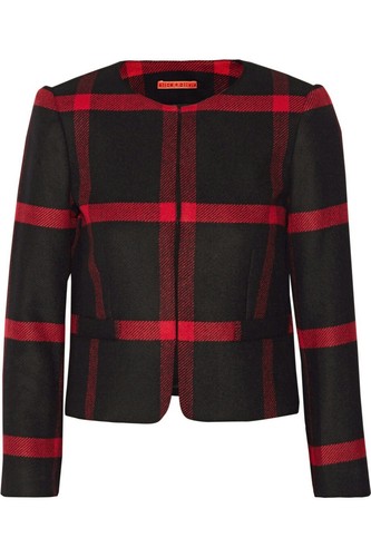Alice + Olivia Kidman Open Box Jacket Wool Black Red Size L NWOT - Picture 11 of 12