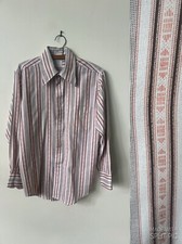 Vintage Mid Century Mod Men  s Pink and Brown Shirt 1970  s Butterfly Collar Shirt