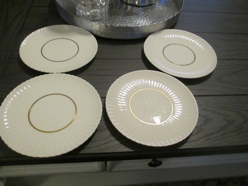 Set Of 4 Vintage Lenox RUTLEDGE Bread Plates 7” Ivory Bone China With Gold Trim