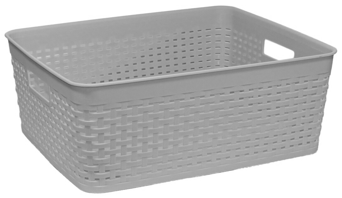 Set of 3 or 4 Rattan Storage Basket Home Office Plastic Tray Crate