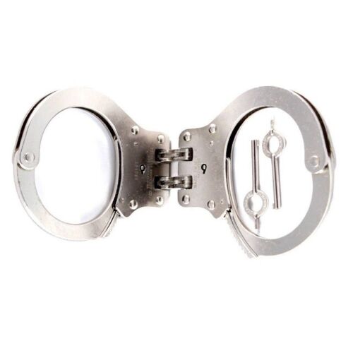 Peerless Handcuff Company Model 801C Nickel Steel Hinged Police Handcuffs - Bild 1 von 1