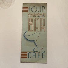 Vintage FOUR STAR BAR Cafe Menu September 30, 1936 Blue Retro Style