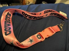 Dallas Cowboys Pink Lanyard W/Detachable Keystrap NFL 24”