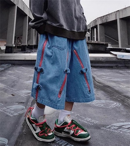 Japan Style Mens Straight Denim Cargo Pants Baggy Loose Jeans - Picture 18 of 20