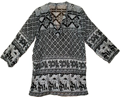 Indian Ethnic Top Blouse Cotton Tunic Women Blusa Boho Hippie Gypsy Dress Retro