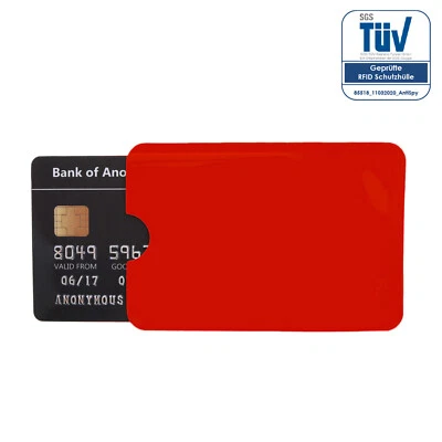 ANTISPYSHOP RFID Karten Schutzhülle NFC Blocker Kreditkarte EC Karte Abschirmung - Rot