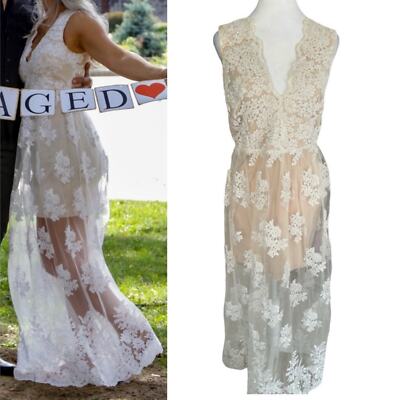 Soieblu Maxi Dress Lace Bridal Shower Engagement Honeymoon Aline Women Sz Large | eBay Soieblu Maxi Dress Lace Bridal Shower Engagement Honeymoon Aline Women Sz Large | eBay