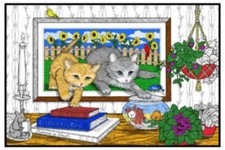 Velvet Fun Coloring Art 4 Pack with Markers  Kittens and Butterflies