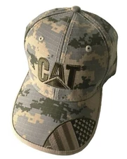 Caterpillar CAT Equipment Digital Camouflage Digi Camo USA Flag Cap/Hat