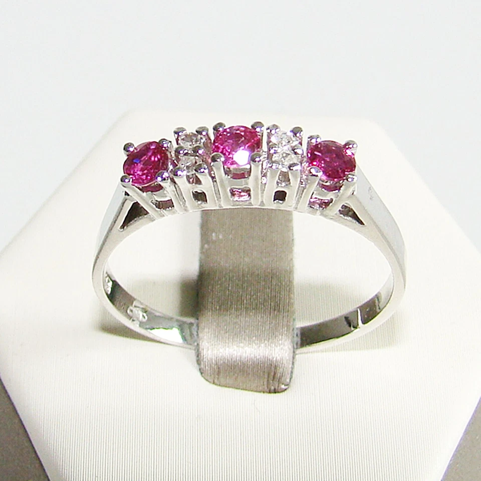 Ring Gelb- und Weißgold 585er 14 kt Diamant Rubin Saphir Smaragd Edelstein - Bild 4 von 4