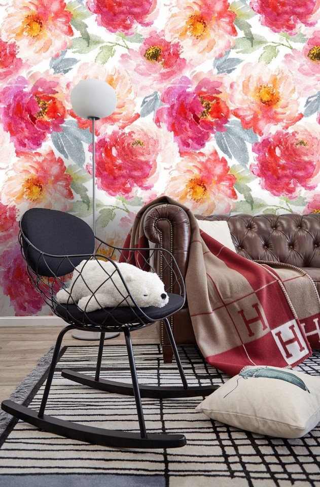 3D Flower Pink Floral Watercolor Wallpaper Wall Murals Removable Wallpaper eBay