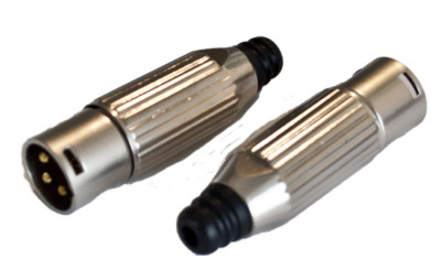 XLR Male Connector, Chrome (Pair) for Microphones Mics and Audio Lines