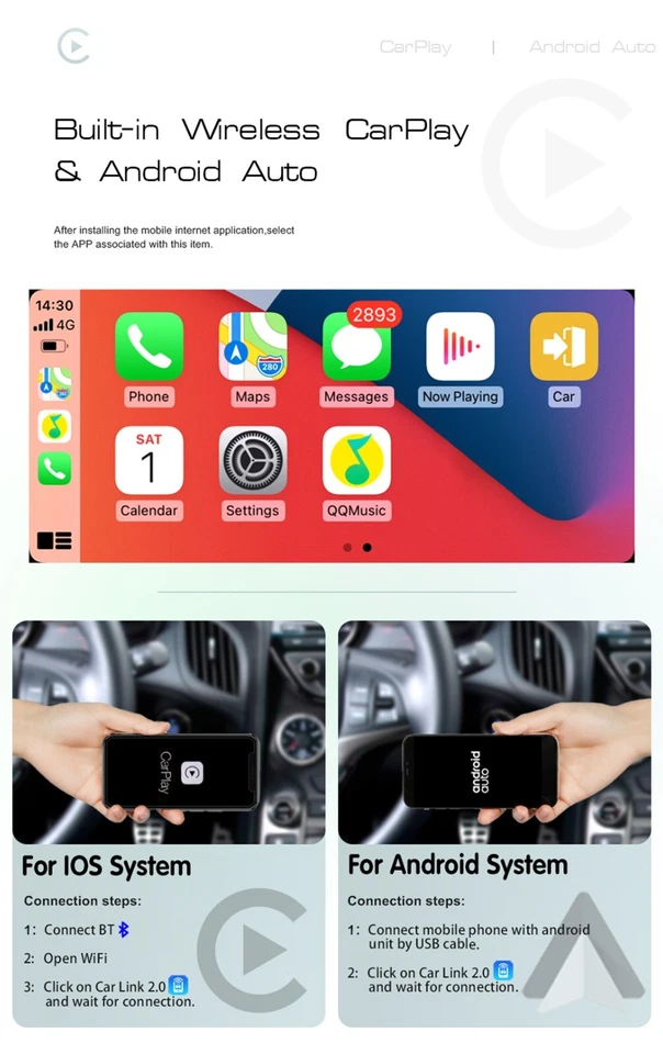 Sat Nav GPS Player Car Radio For VW Volkswagen UP/E-UP 2012-2015 Carplay Camera - Image 3 of 4