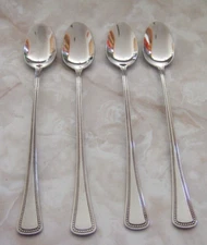 4 ONEIDA LTD 1881 ROGERS  NEEDLEPOINT BEADED ARTISTRY  Iced Tea Spoons STAINLESS