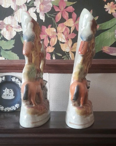 Pair Of Undamaged Staffordshire Tree Of Life Spill Vases - Picture 11 of 14