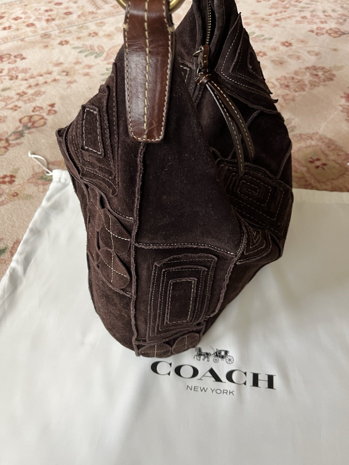 COACH Large Brown Suede Leather Patchwork Mosaic … - image 6
