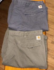2 Carhartt Canvas Cargo Shorts Mens Size 50  Olive And Grey Workwear