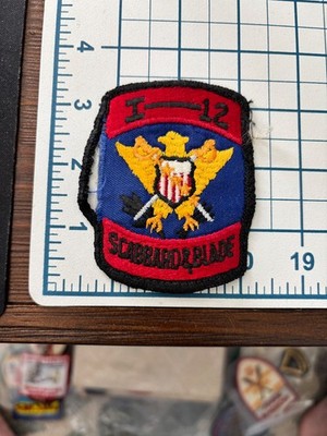 I-12 SCABBARD AND & BLADE Eagle Shield Embroidered Patch Sew-On Vintage ROTC