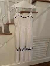 Women’s Jcrew White With Navy Long Sundress Size 2