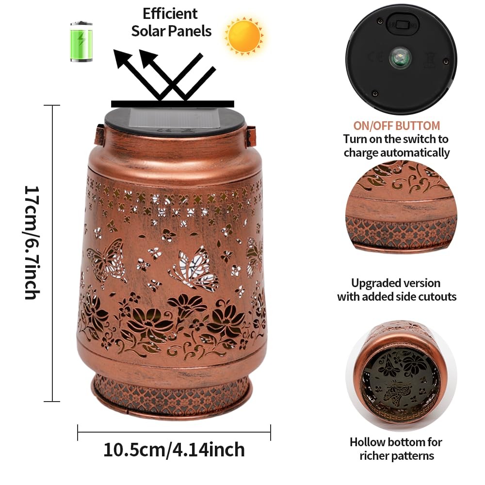 Butterfly Solar Lanterns Outdoor Waterproof Hanging Solar Lights Butterfly Me...