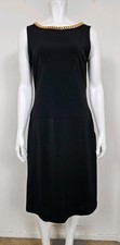 Boston Proper Womens Dress Size 12 Sleeveless Black Gold Chain Neckline Evening