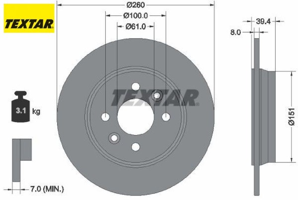 2X Bremsscheibe Textar 92347603 2 Bremsscheiben Hinterachse Hinten FüR Renault-image