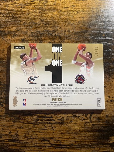 2007 ULTRA CHRIS BOSH-CARON BUTLER ONE ONE ONE DUAL GAME WORN PATCH GOLD #/10 SP - Picture 2 of 2