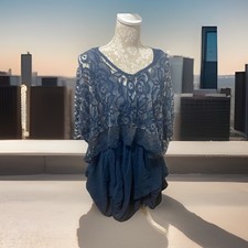 NEW LACE CROCHET 2 PIECE HITCHED DRESS MADE IN ITALY ONE SIZE BOHO ALL OCCASION