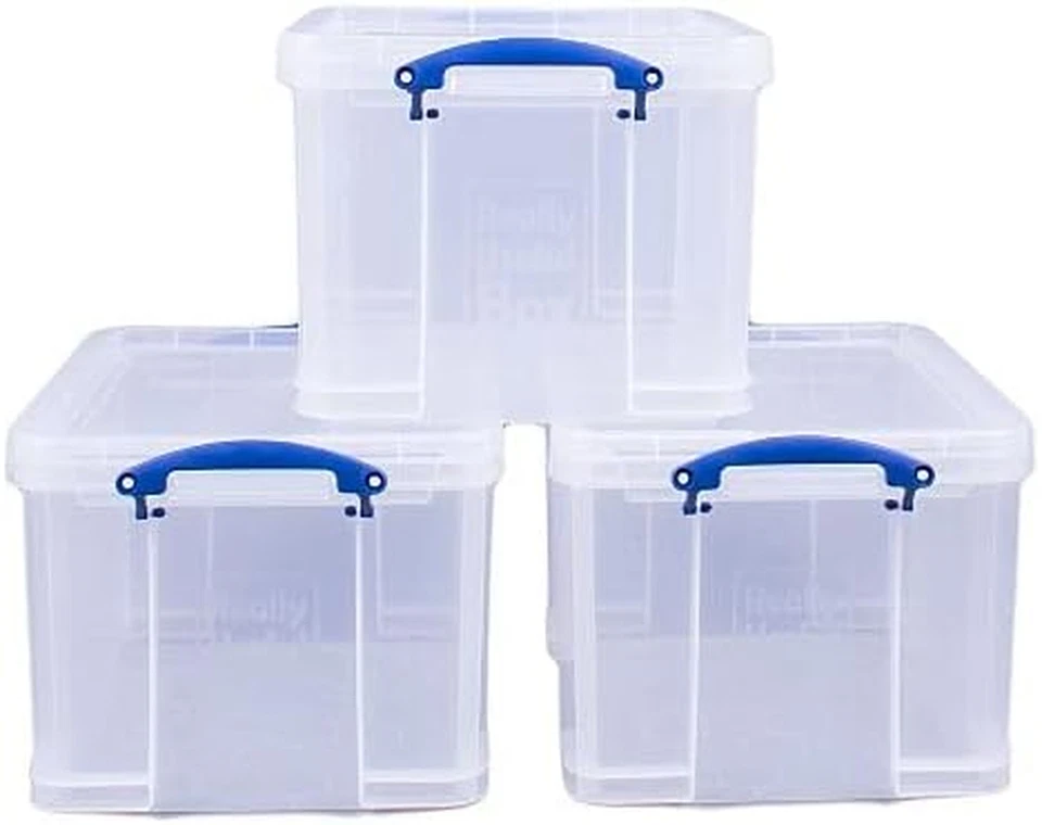Really Useful Plastic Storage Box Bonus Pack 3X35 Litre Clear - Image 4 of 4