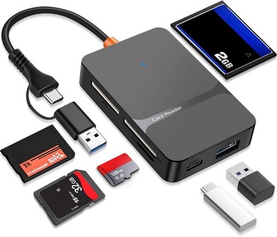 6 in 1 Multi Kartenlesegerät, USB-C auf SD/TF/CF/MS SD Kartenleser, Adapter
