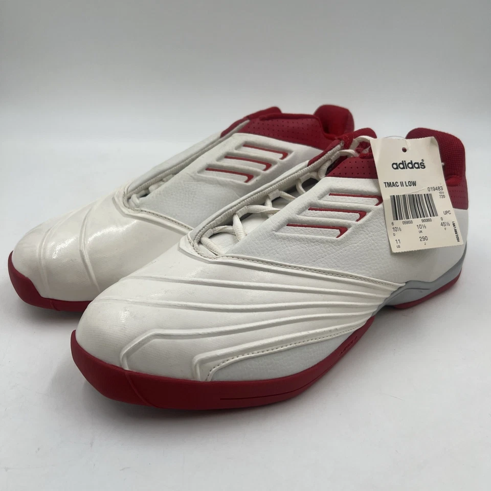 Adidas TMAC II 2 bajas de colección Deadstock para hombre talla 11 blanco rojo 019483 nuevas sin caja Foto 2 de 4