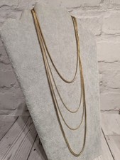 Layered snake chain necklace gold tone 4 chains 2 widths 67 cm+7cm