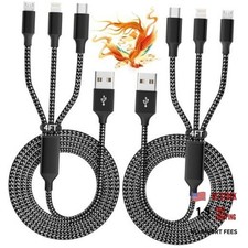 Multi Charging Cable 2Pack 4FT , 3 in 1 USB Charging 2Pack 4 ft Blackgrey