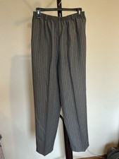 New Women  s alfred dunner elastic waist gray Striped pull on Dress pants size 14