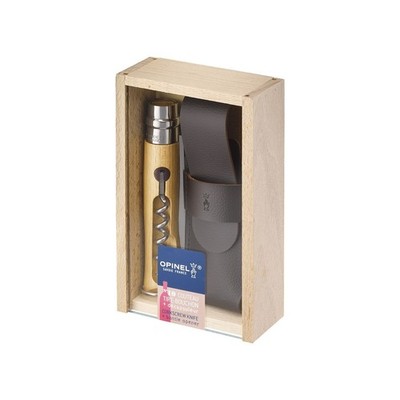 Opinel No 10 mit Korkenzieher und Flaschenöffner in Holzbox, Buchenholz 10000872