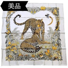 HERMES Carre 90 Jungle Love Leopard Silk Scarf Robert Dallet