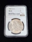 1884-CC Morgan Silver Dollar NGC Graded MS 63 #8411374-002