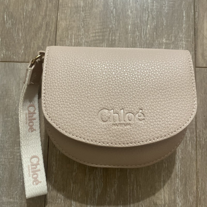 NEW Chloe Parfum Cream Beige Pouch Small Cosmetic Makeup Bag Clutch 7"x6"x1.5