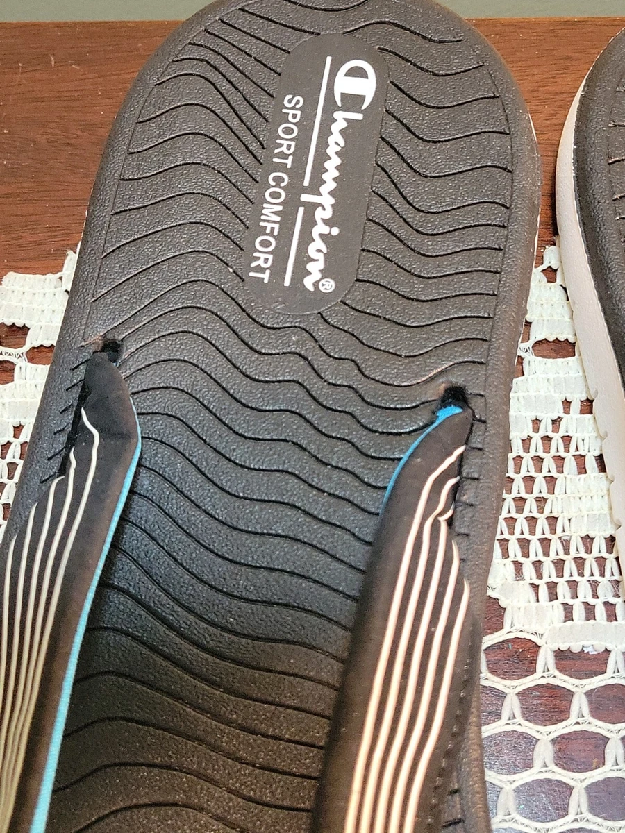 Champion Sport Comfort Black Sandals Flip Flops Slip On Slides