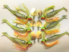 Bladed Swim Jig  WEEDLESS  Rainbow  6 Total: 3 3/8 & 3 1/2  w/Trailer