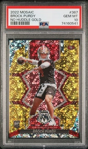 Brock Purdy [No Huddle Gold] #367 2022 Panini Mosaic card