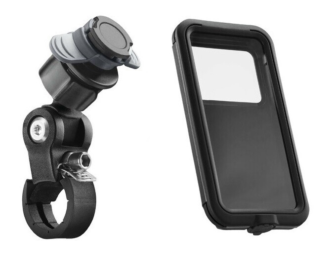 Support smartphone guidon vélo et moto Optiline pour balades et voyages avec pare-soleil