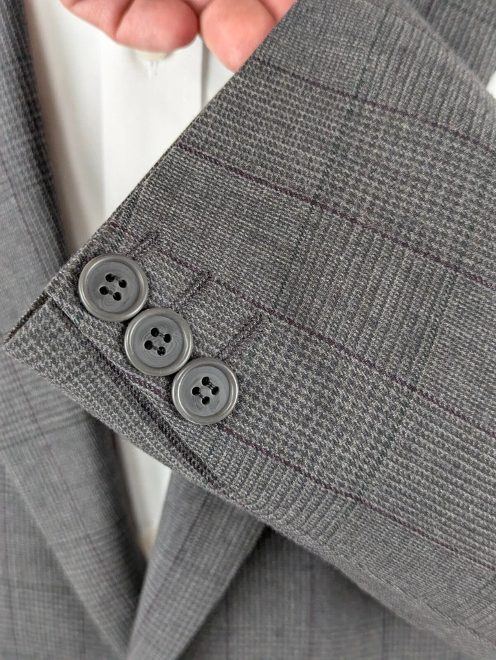 Blazer Abrigo Deportivo Cerruti 1881 Para Hombre 50L EE. UU. 40L Gris Cuadros Superinvierno 100s Lana Foto 3 de 4